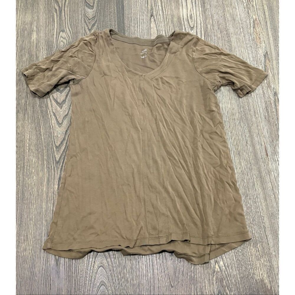 J. Jill Pima Cotton T-Shirt Short Sleeve V-Neck Pullover Army Green Size XS